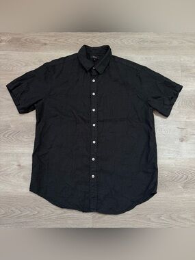 Quince 100% European Linen Relaxed Short Sleeve Black Shirt Men’s XL